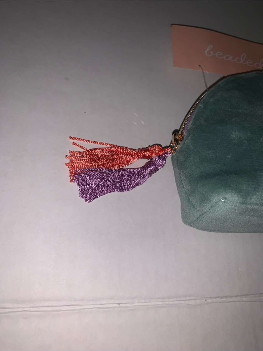 Spritz Teal Velvet Beaded Butterfly Pouch - Picture 2 of 3